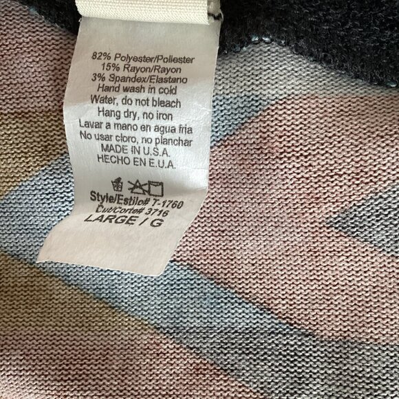 7th Ray Southwestern Aztec Tribal Longline Hooded Duster/Cardigan Pockets L 317A - Picture 7 of 7